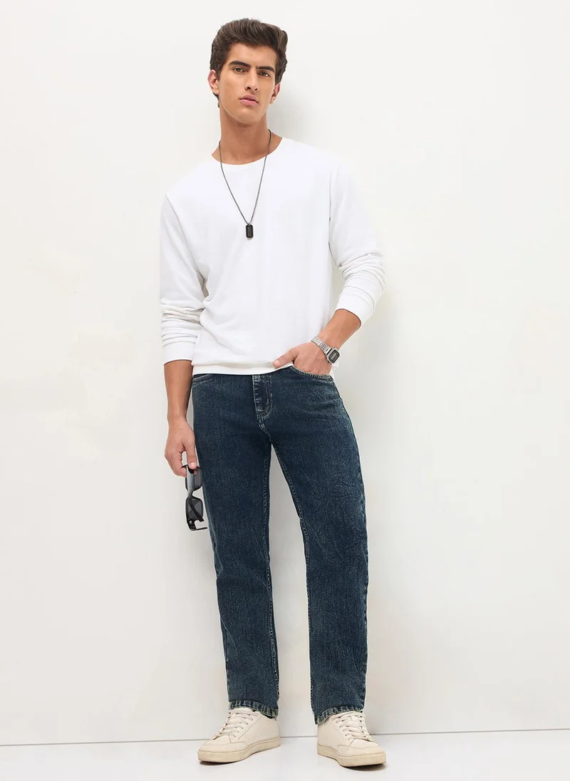 Urbano Fashion  Urbano Fashion Men's Dark Blue Regular Fit Heavy Washed Denim Jeans Stretchable for Men | Best Price UAE
